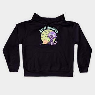 Witch Cat Happy Halloween Pastel Goth Kawaii Kids Hoodie